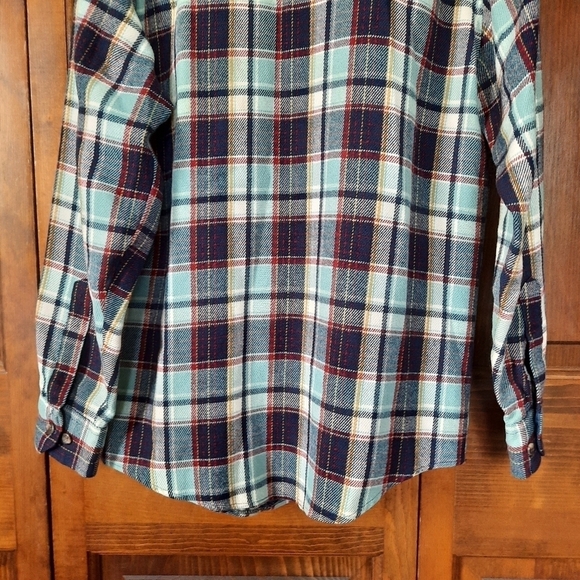 Vintage Sears SportsWear blue maroon plaid flannel button down shirt - Picture 10 of 12